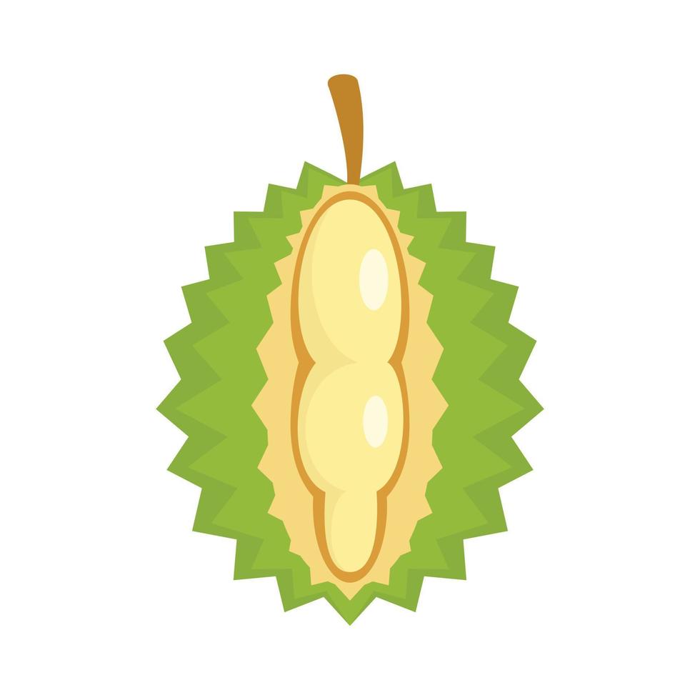 icono de durian cortado, estilo plano vector