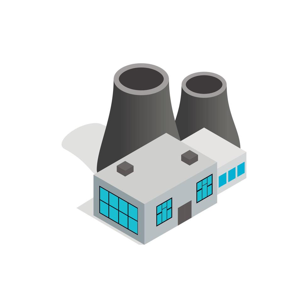 Thermal power station icon, isometric 3d style vector