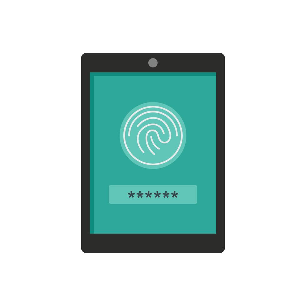 Fingerprint password icon, flat style vector