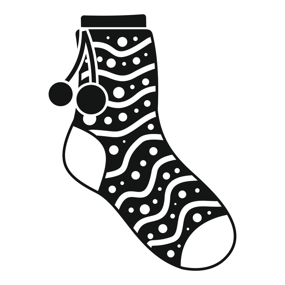 Sock with pompon icon, simple style vector