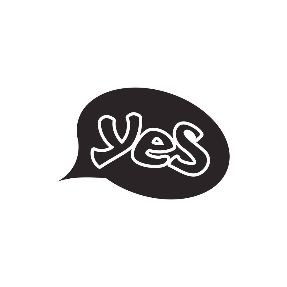 Word yes in bubble speech icon, simple style vector