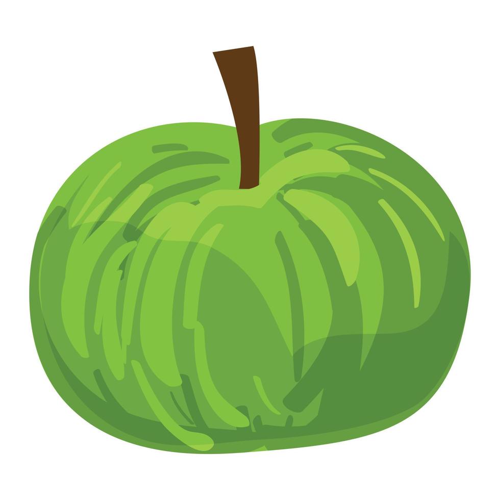 Green eco apple icon, cartoon style vector