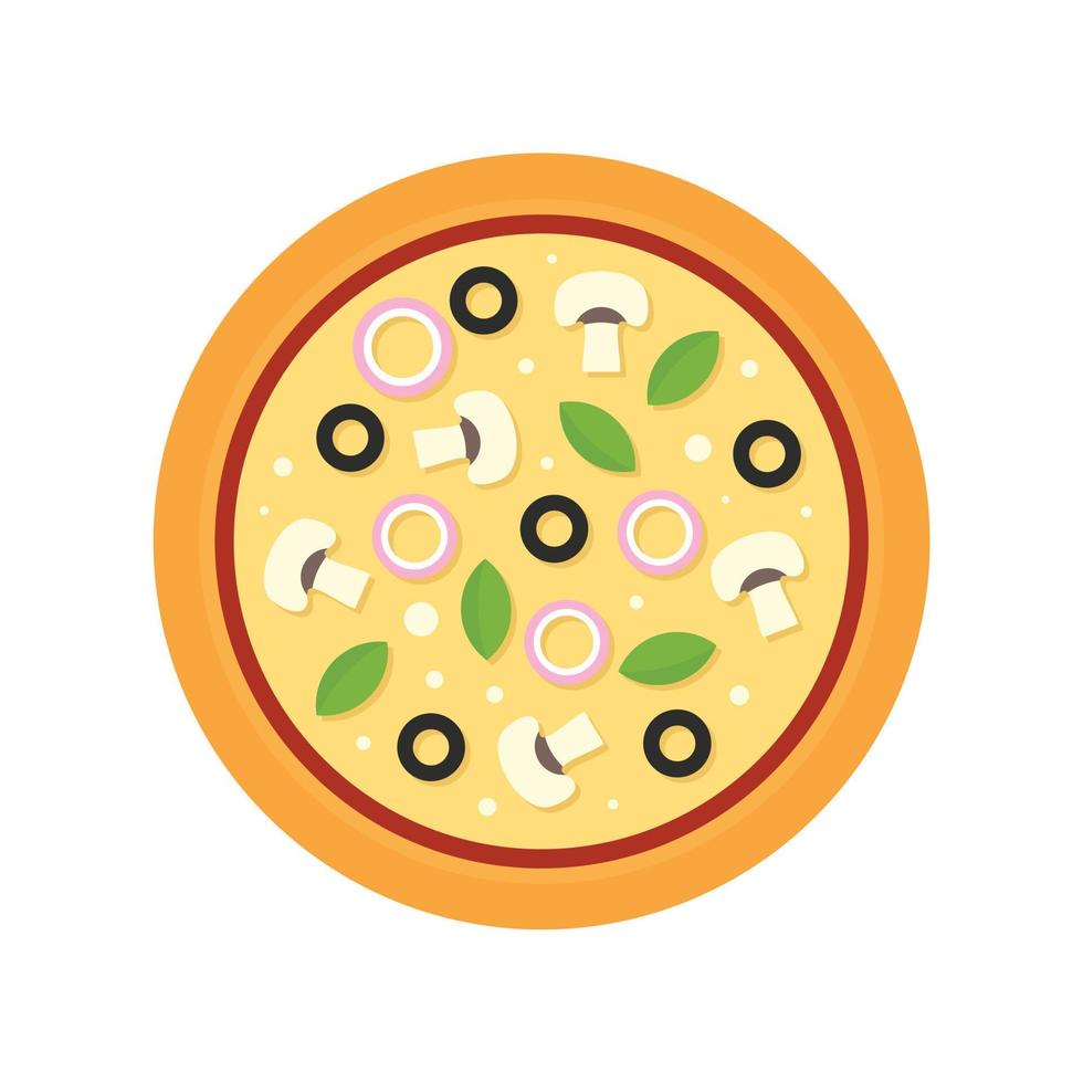 Mushroom pizza icon, flat style vector