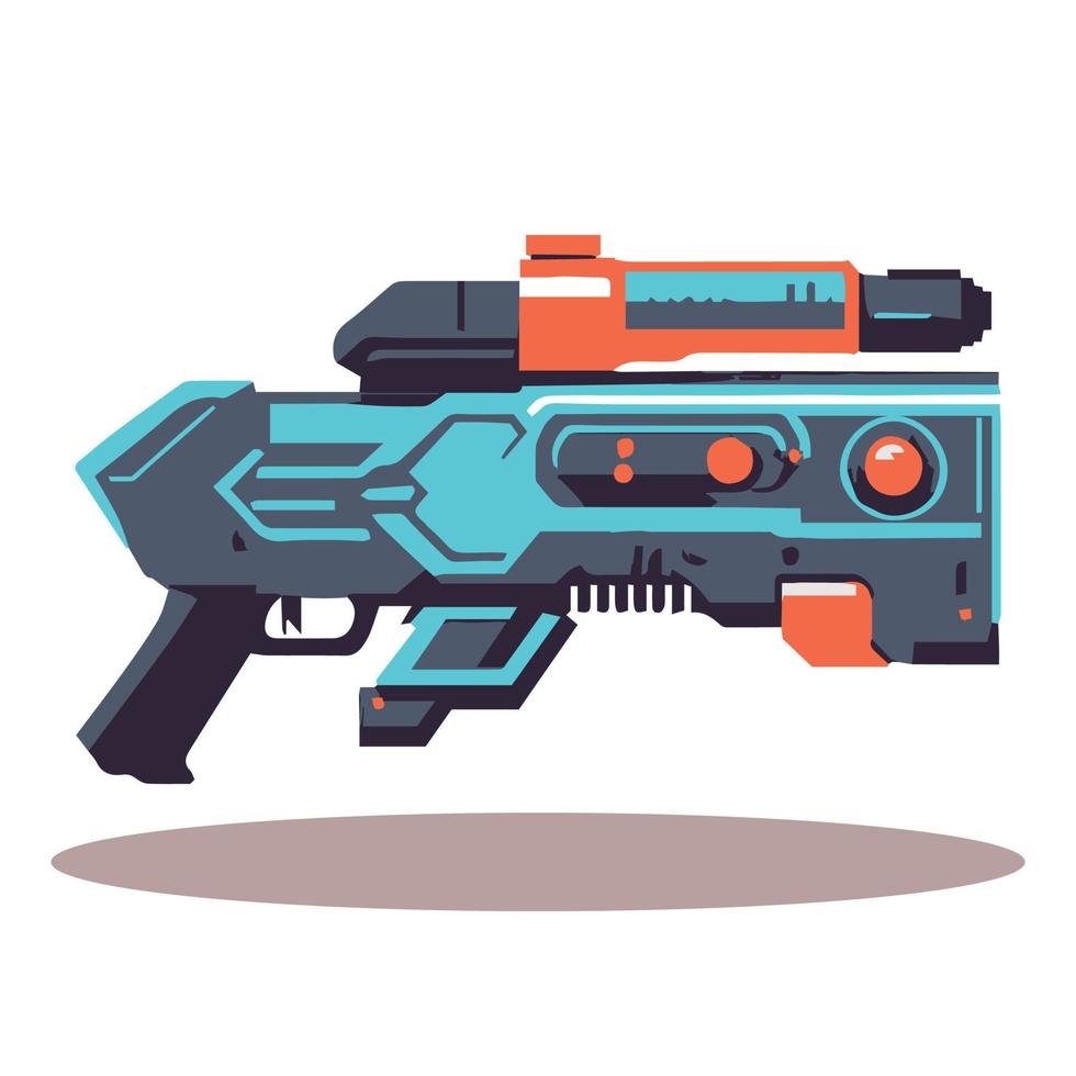 Isolated futuristic weapon design for video game. Vector illustration of blaster.