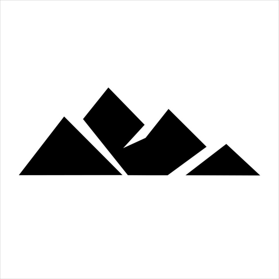 Minimal mountain logo, black and white icon. vector