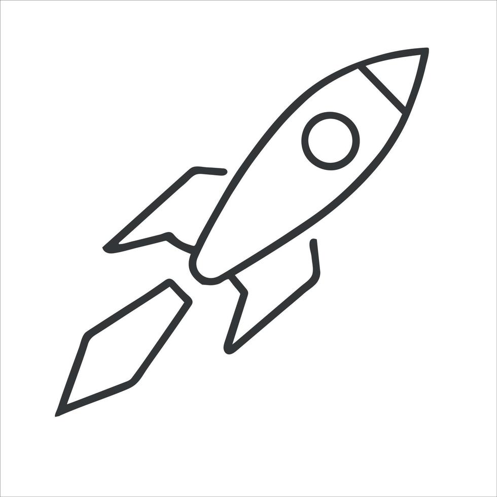 Pictogram of rocket, spaceship minimal line vector icon illustration.