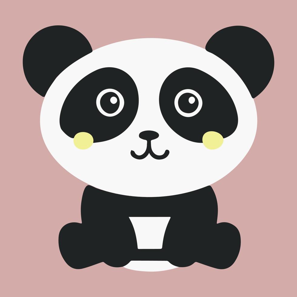 Cute happy kawaii panda vector art. Isolated cartoon baby animal.