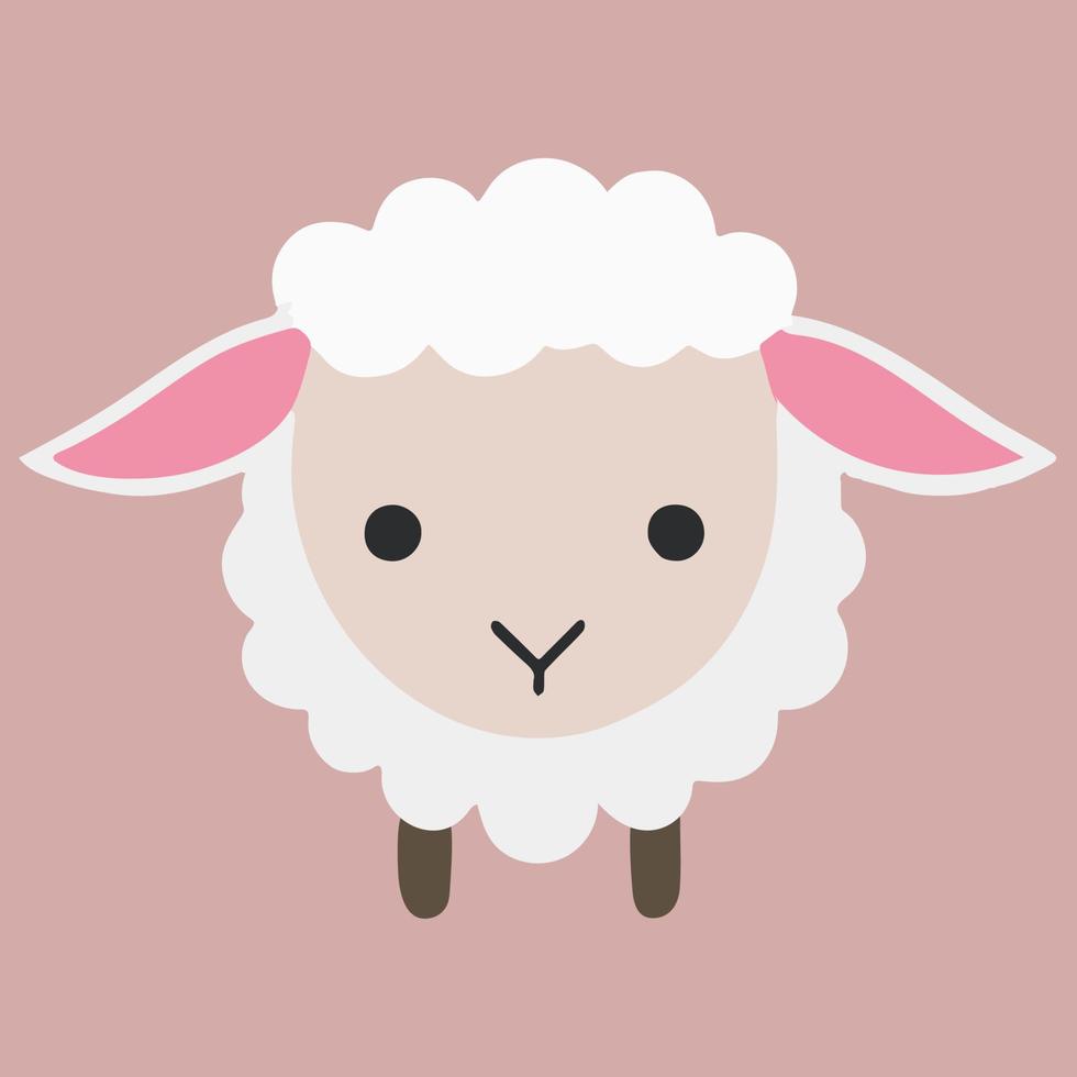 Cute happy kawaii sheep vector art. Isolated cartoon baby animal.