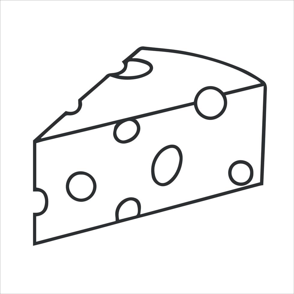 Pictogram of cheese line illustration. Black and white icon of dairy milk product vector