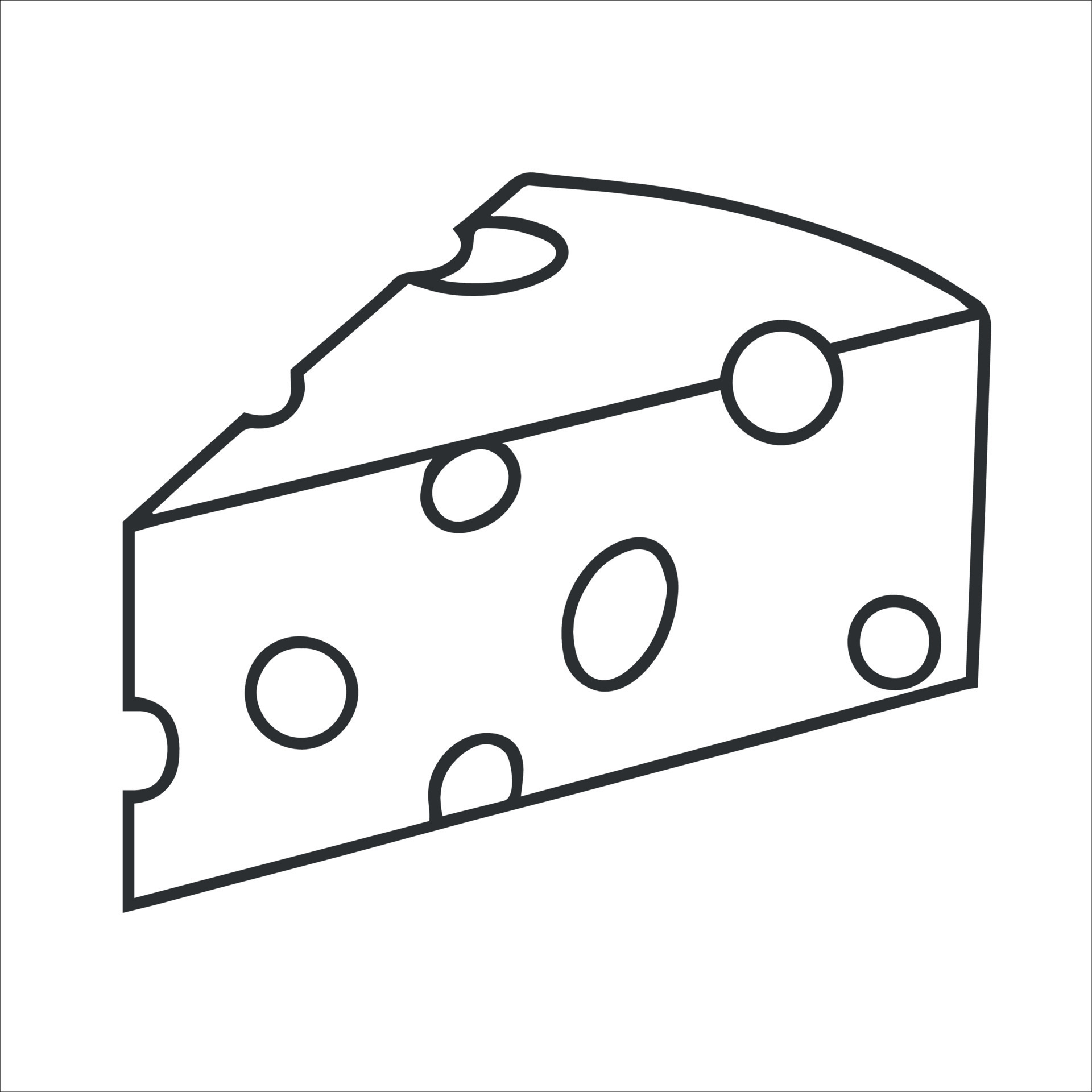 Pictogram of cheese line illustration. Black and white icon of dairy