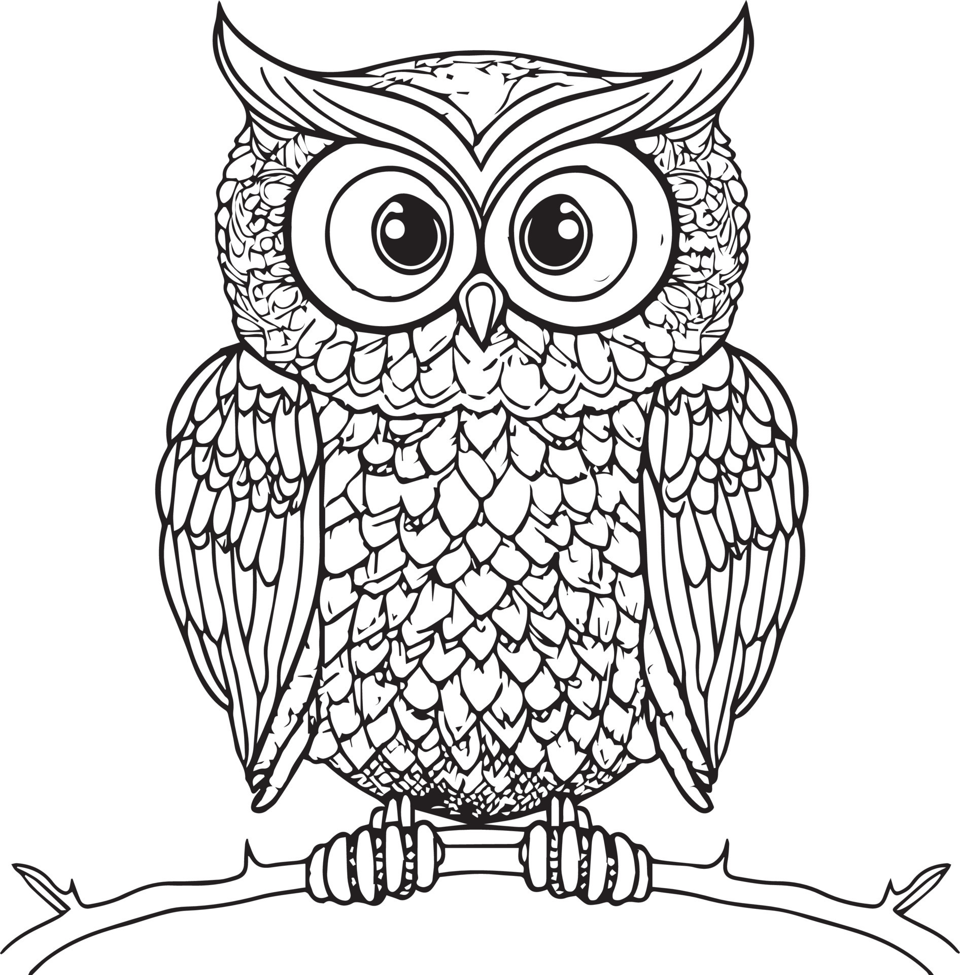 Owl outline vector illustration. Coloring book for children. Cartoon bird  black and white drawing. 14487500 Vector Art at Vecteezy