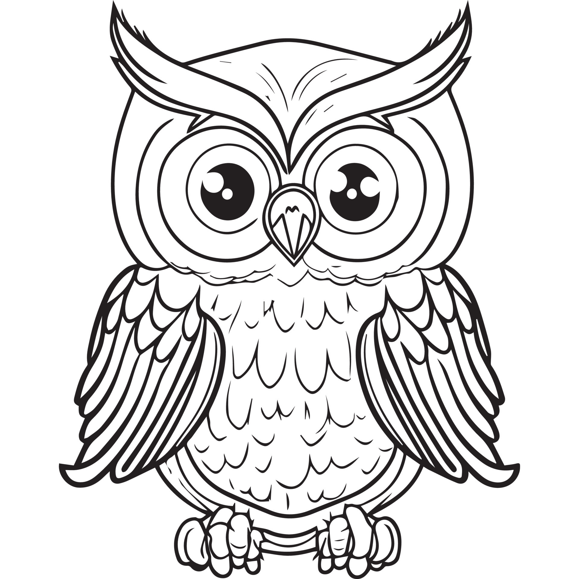 Owl outline vector illustration. Coloring book for children. Cartoon bird  black and white drawing. 14487514 Vector Art at Vecteezy