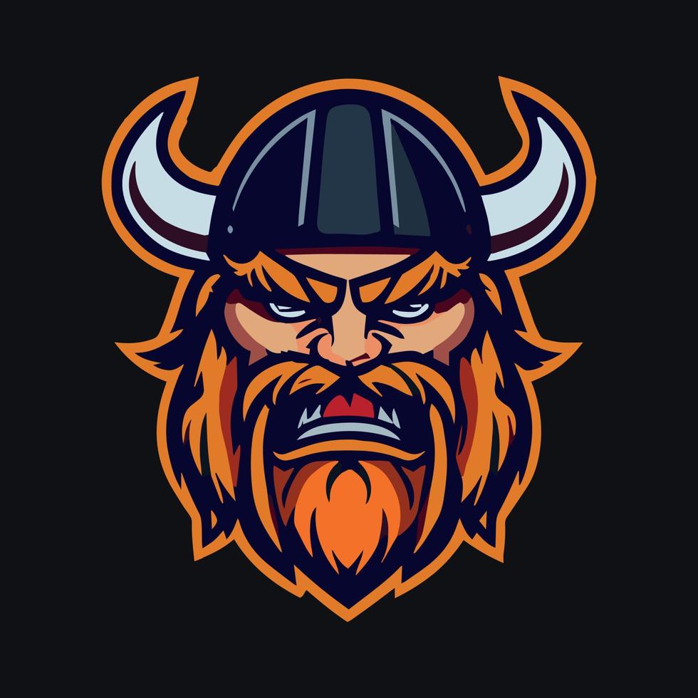 Viking sport logo emblem. Vector illustration football, hockey mascot. Nordic warrior logo design.