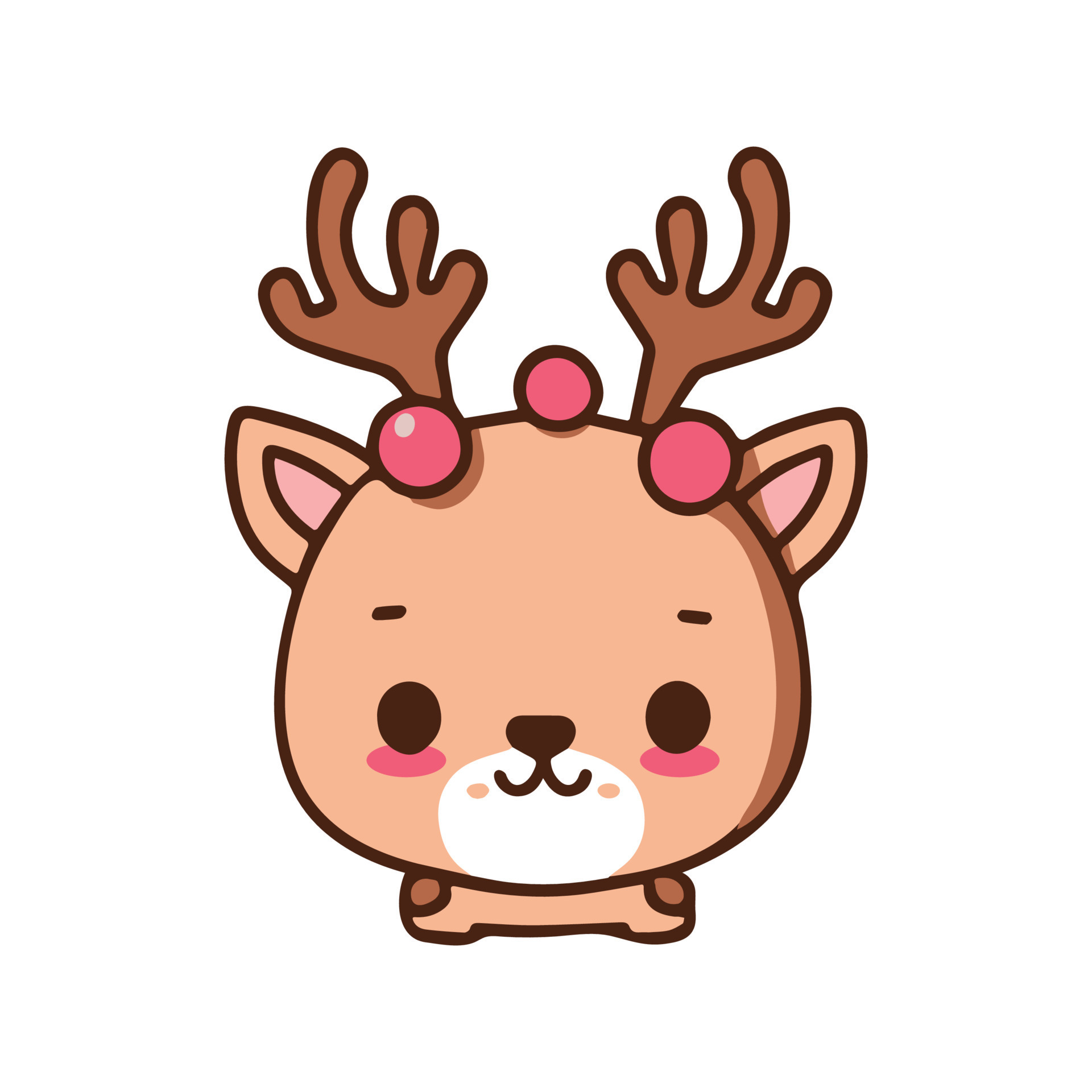 Cute adorable kawaii reindeer, cartoon illustration of a happy ...