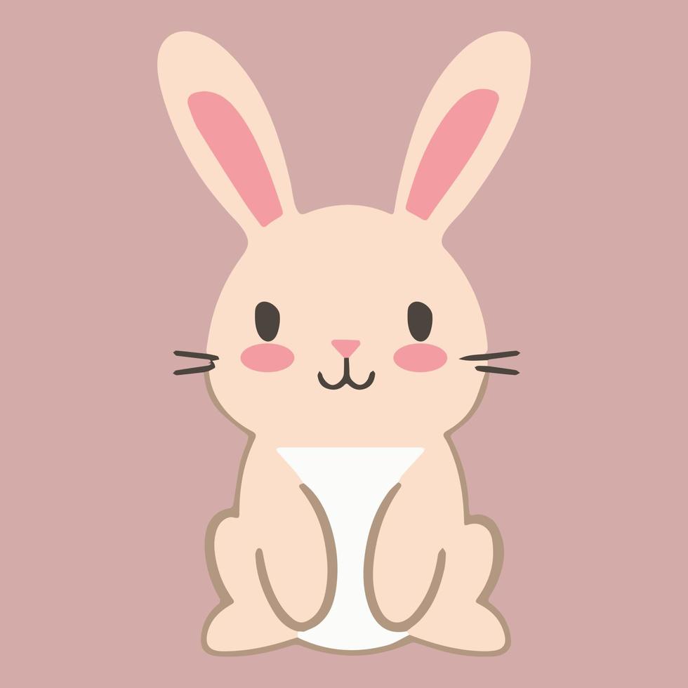 Cute happy kawaii bunny  vector art. Isolated cartoon baby animal.