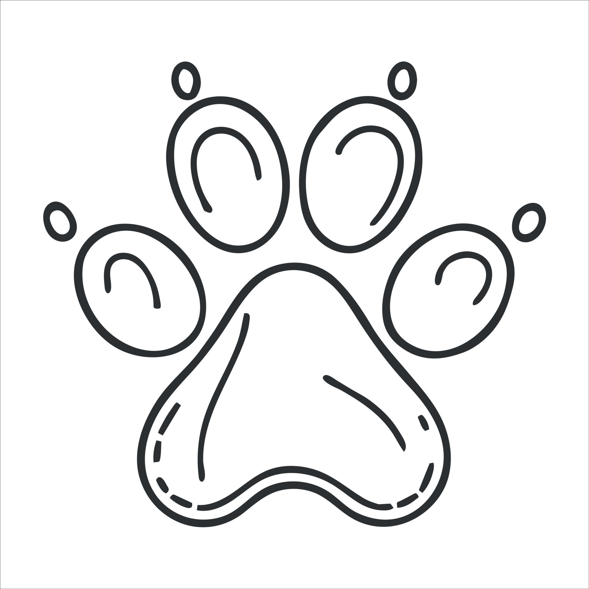 Dog Paw Print Outline Clip Art