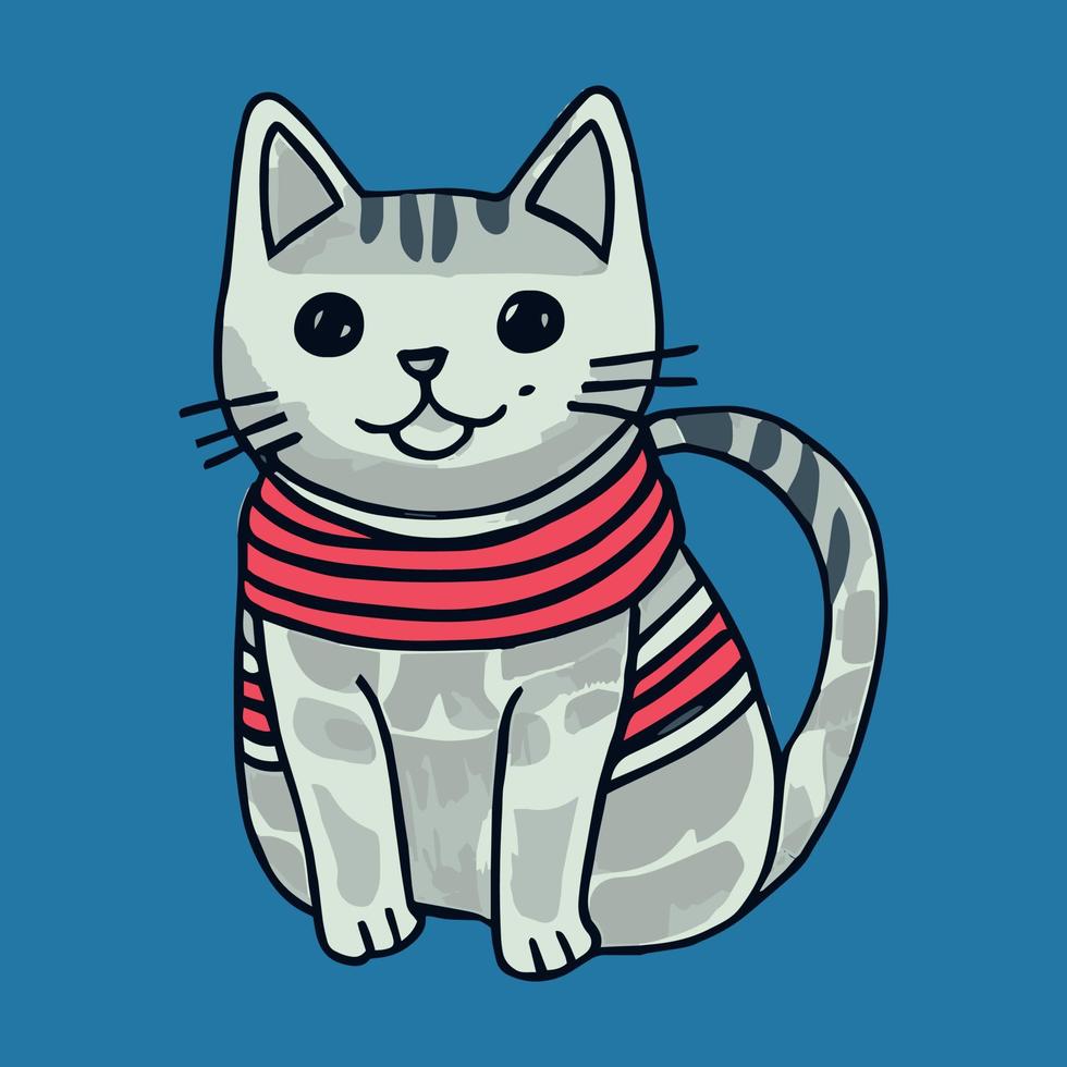 lindo gato con suéter. vector, estilo escandinavo vector