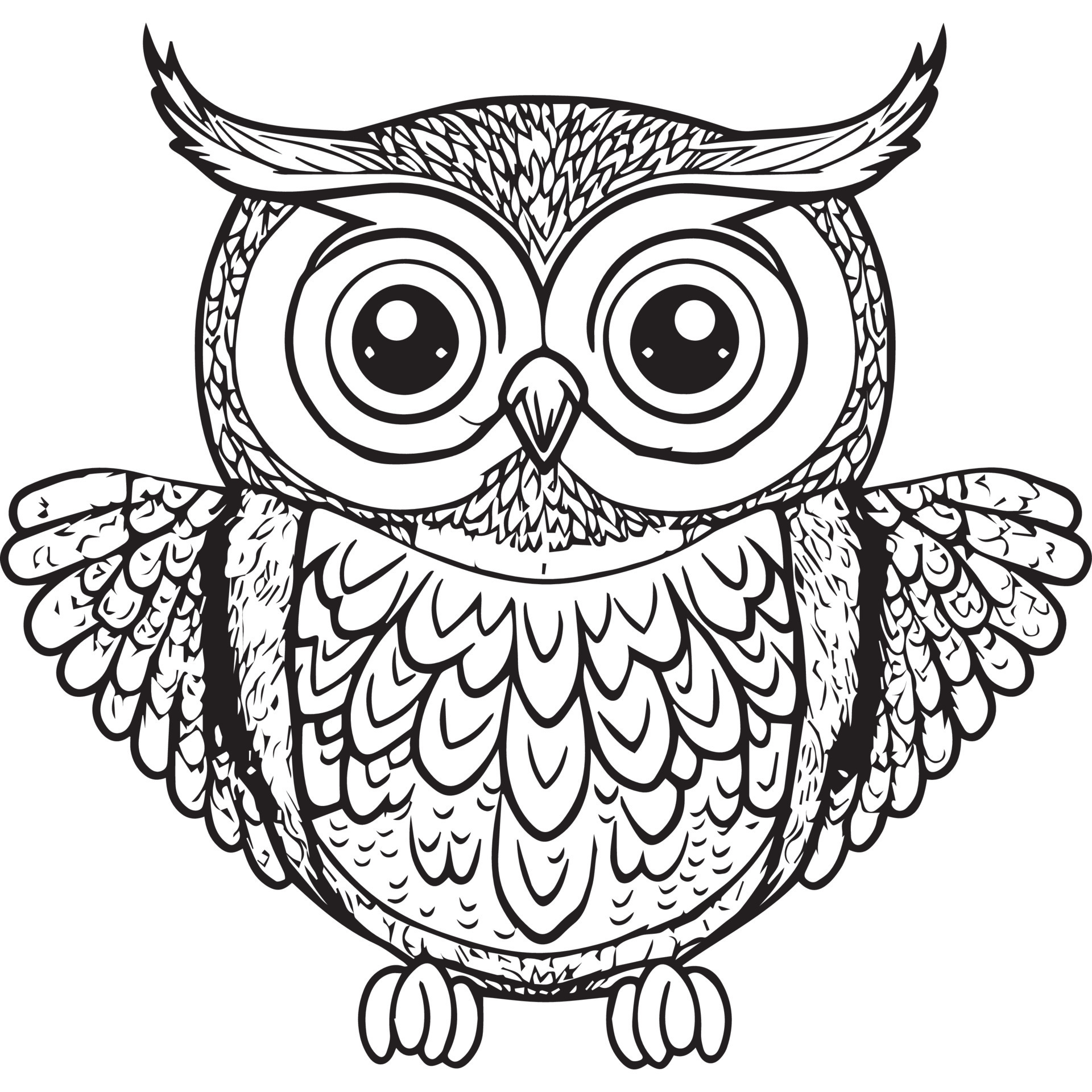 Owl outline vector illustration. Coloring book for children. Cartoon