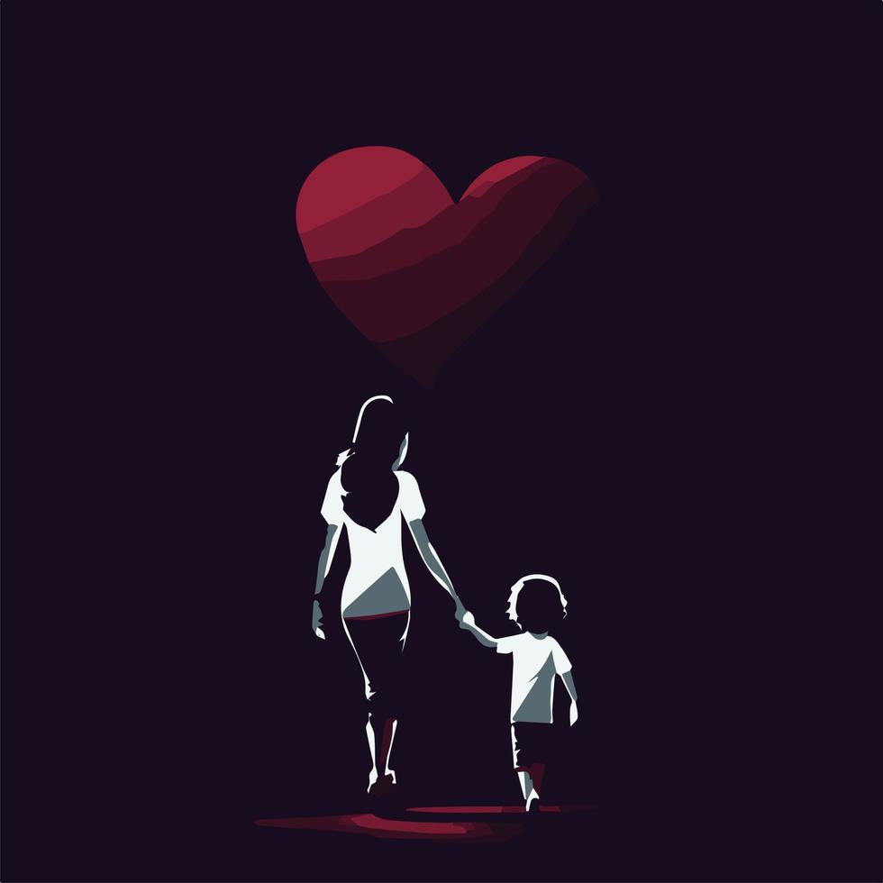 Mom and child, family love illustration. vector