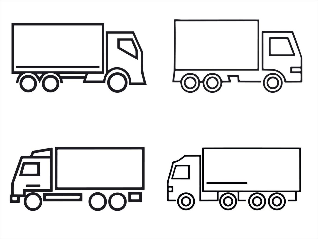 Set of Pictogram truck, minimal line vector transport illustration