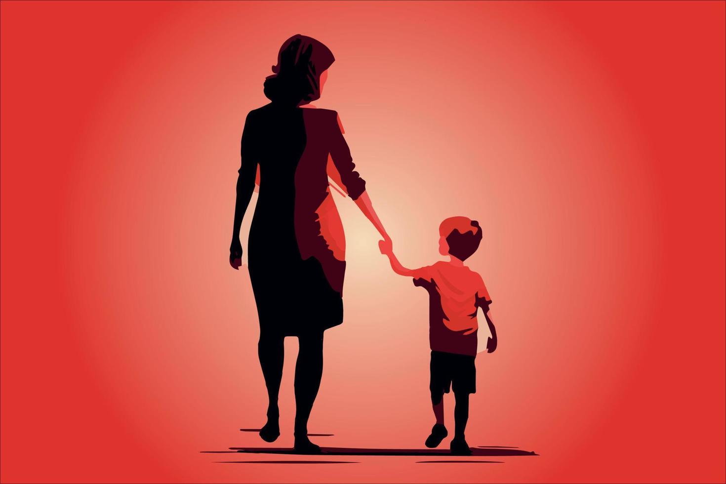 Mother and child, family love illustration. vector