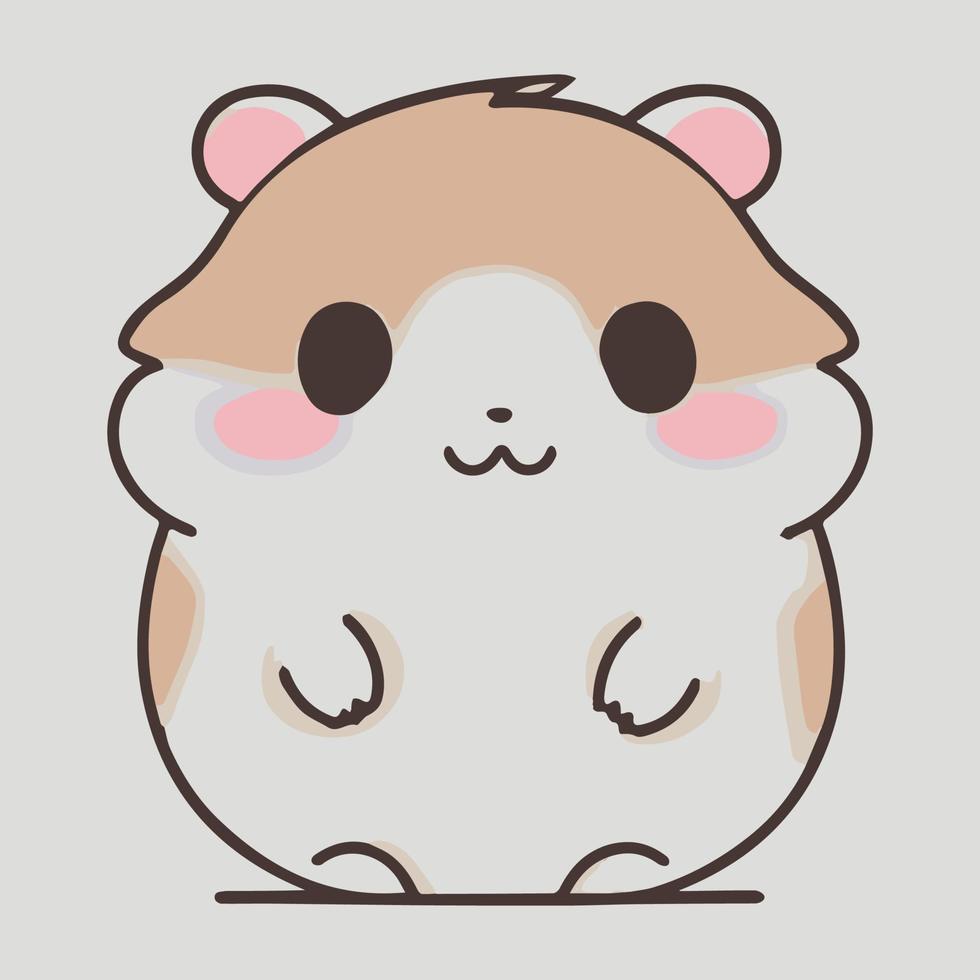 Cute adorable hamster, cartoon illustration of a happy funny baby animal. vector