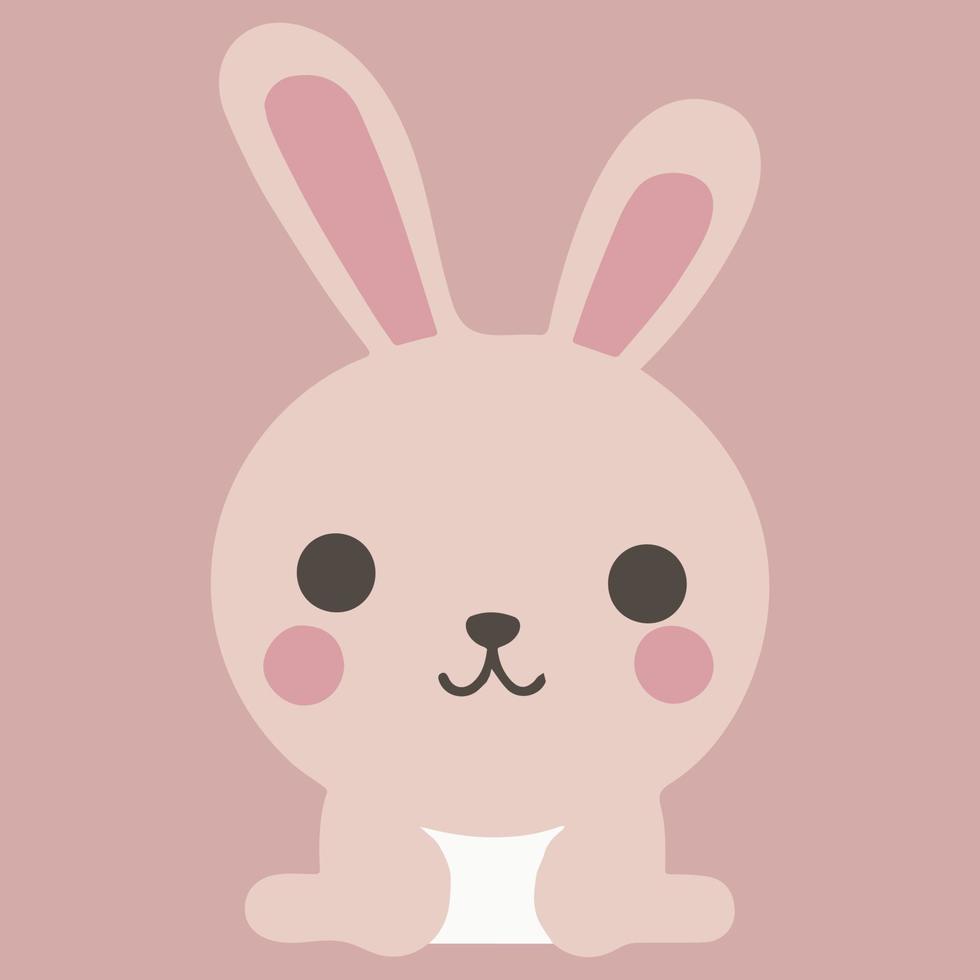 Cute happy kawaii bunny  vector art. Isolated cartoon baby animal.