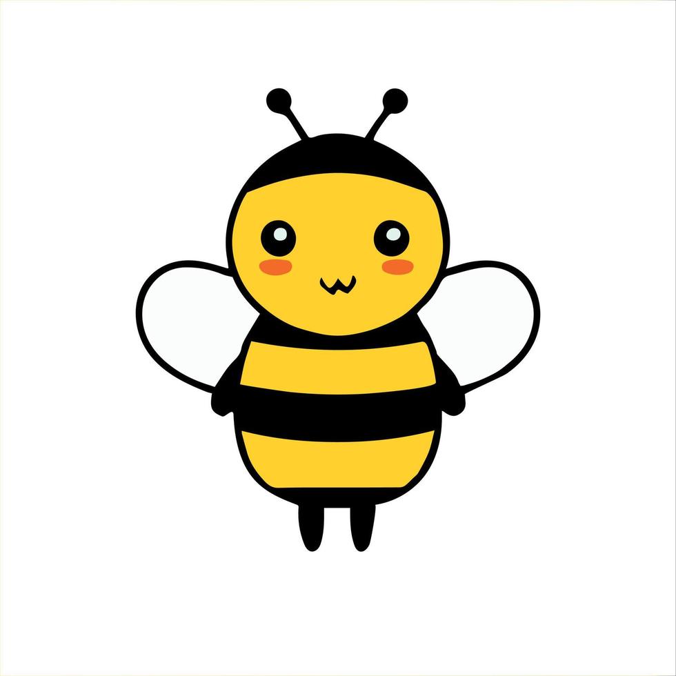 Adorable cute baby bee illustration, kawaii vector drawing style.