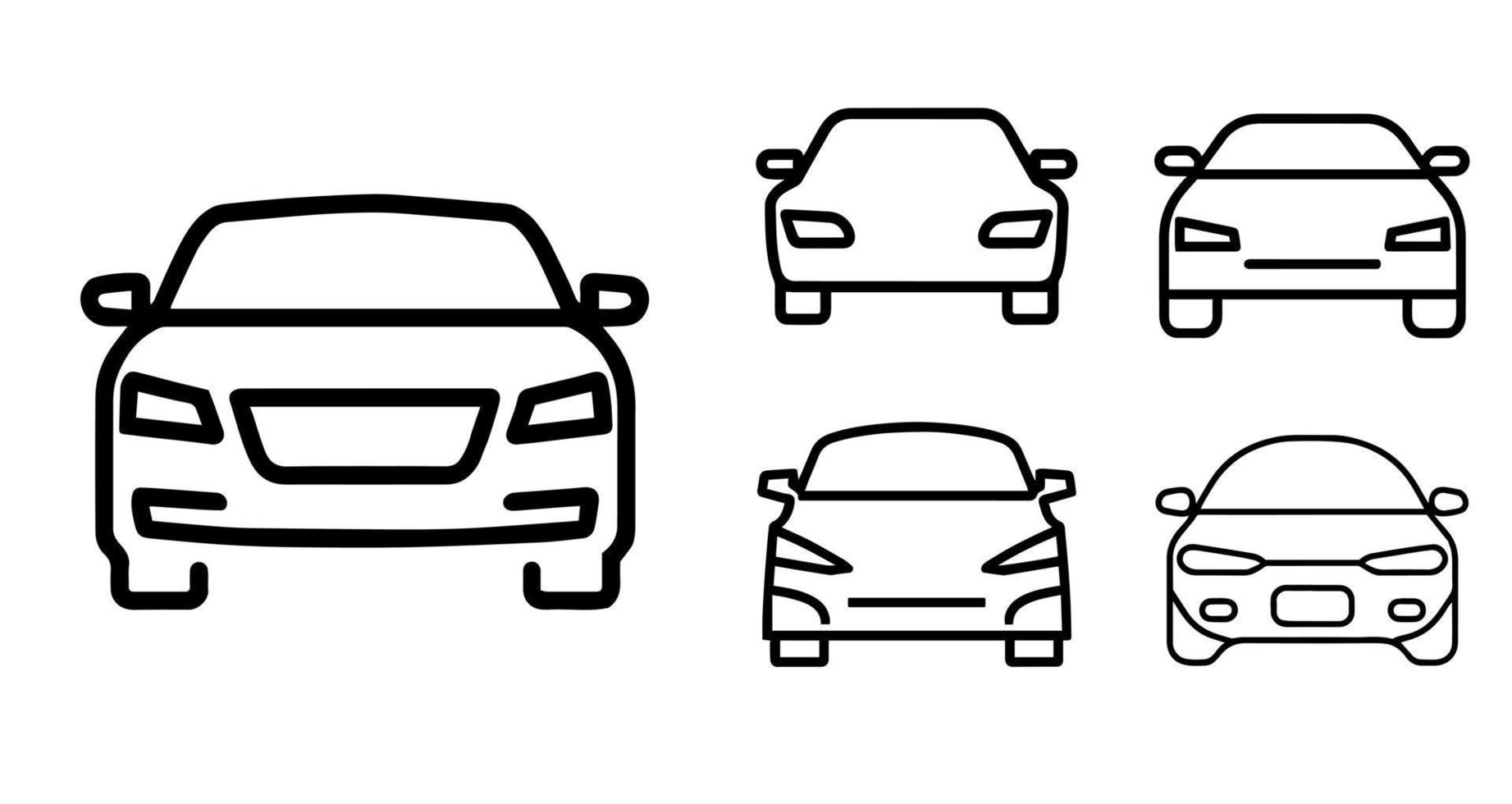 Set of car pictogram, minimal line icon transportation illustration. vector