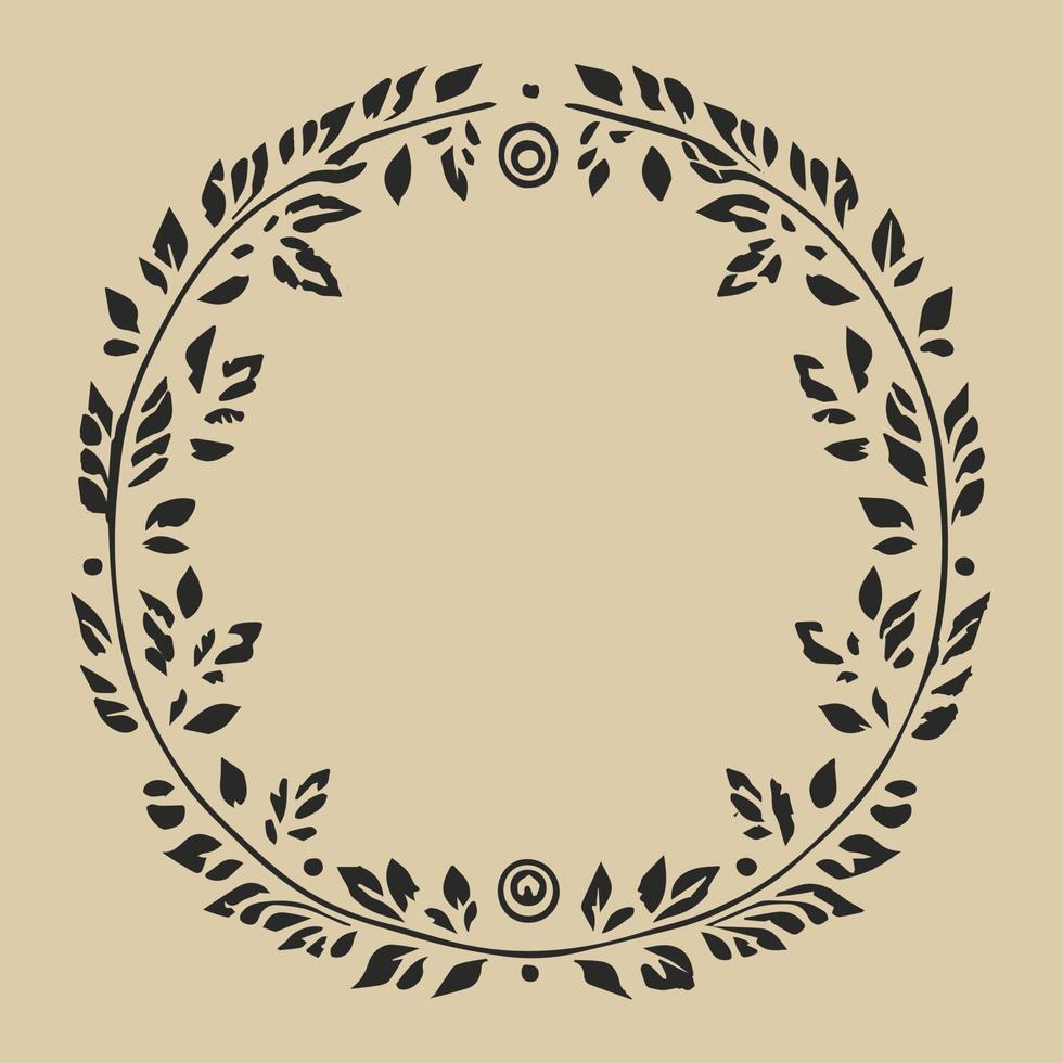 adorno de marco decorativo. Ilustración de vector floral de patrón de hoja de textura vintage