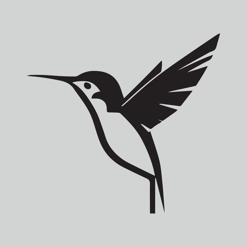 Clean modern humming bird logo. Simple minimal animal vector icon.