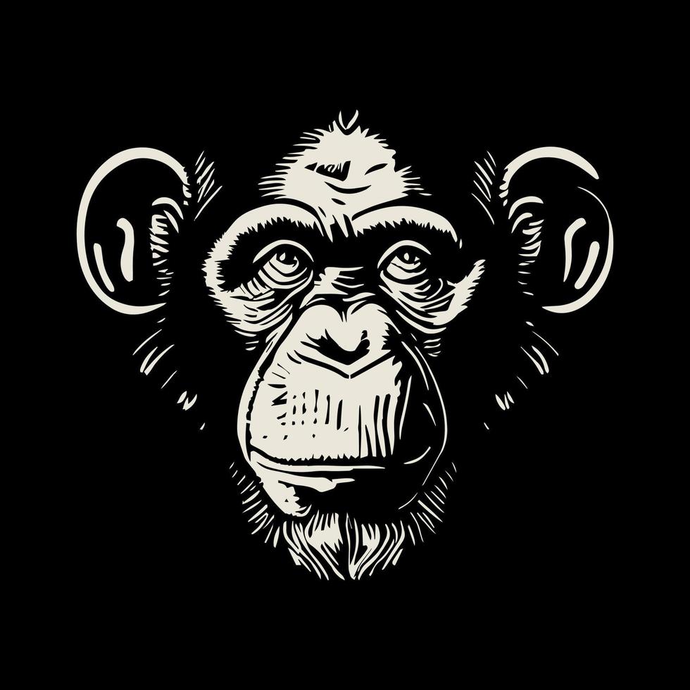 Ilustración de vector de logotipo de cabeza de mono, estilo vintage