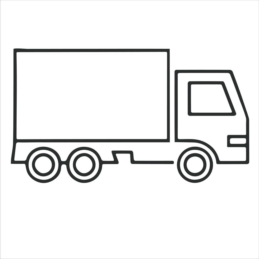 Pictogram of truck, minimal line icon transportation illustration. vector