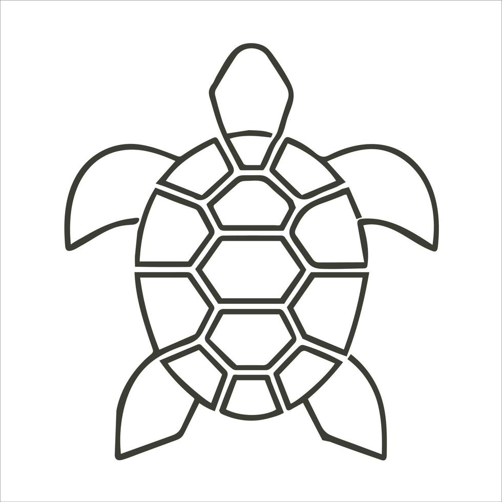 mínimo simple contorno de tortuga arte vectorial de tortuga. vector