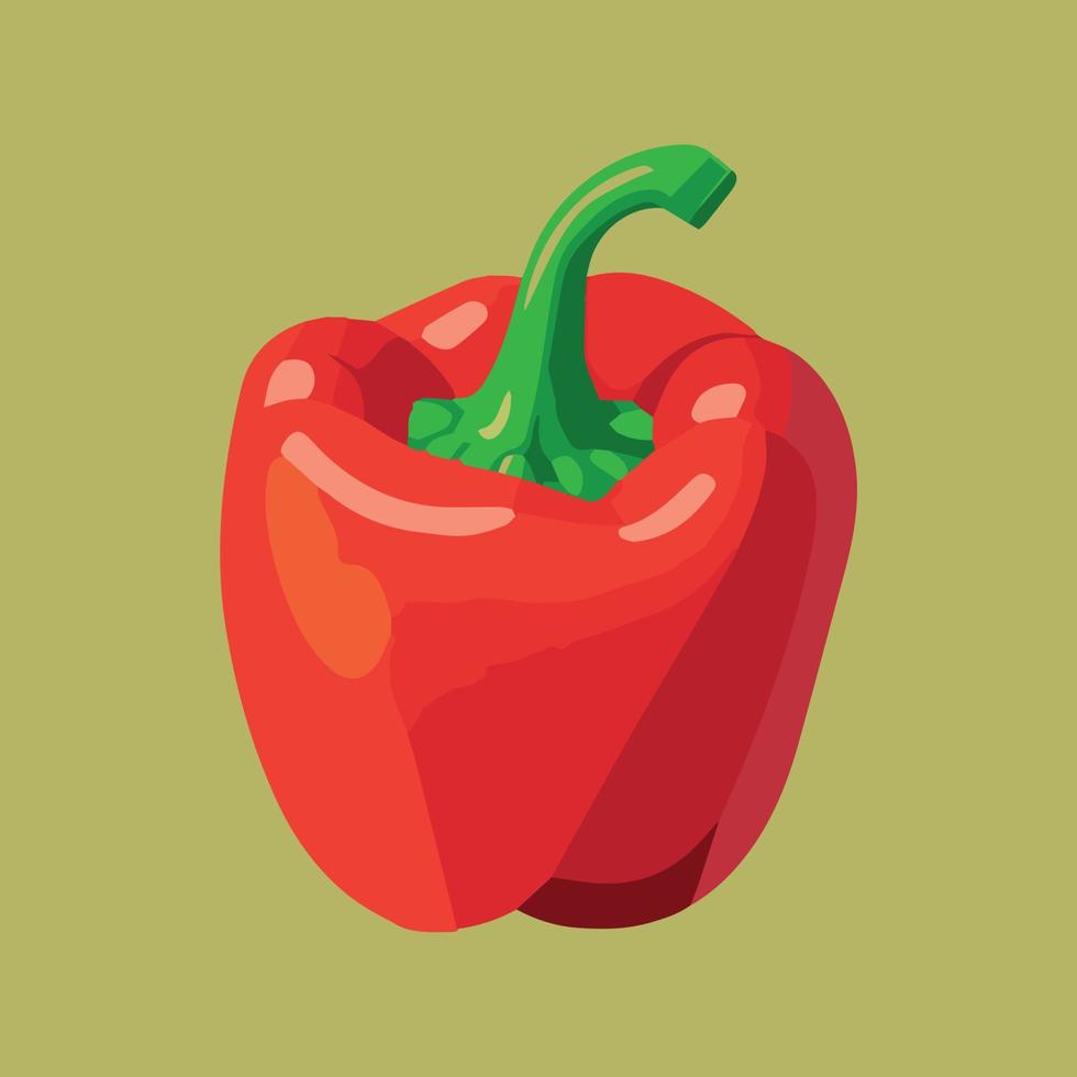 Bell pepper flat vector illustration, healthy vegetable plant isolated.