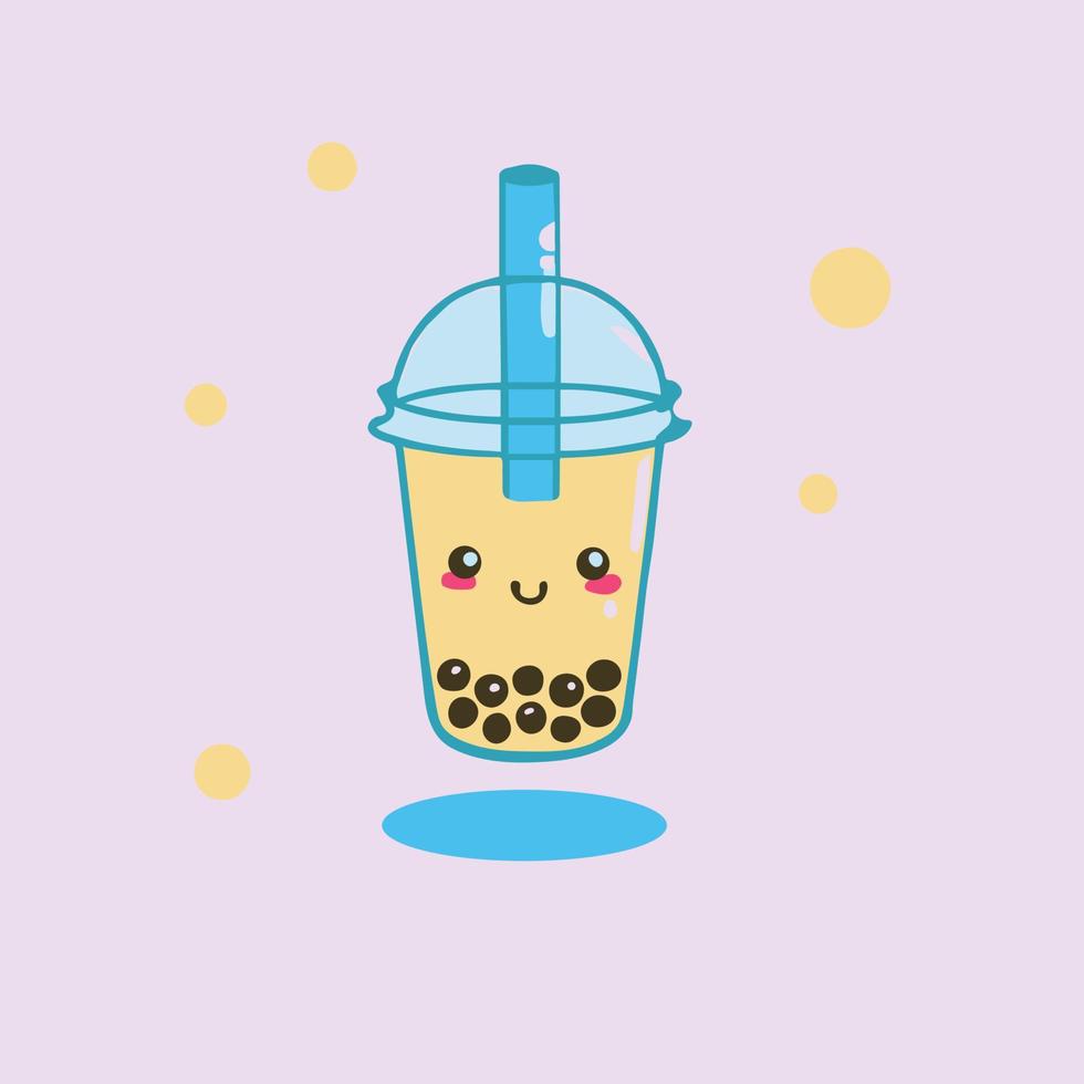 Kawaii bubble tea vector illustration of cartoon sweet delicious beverage.