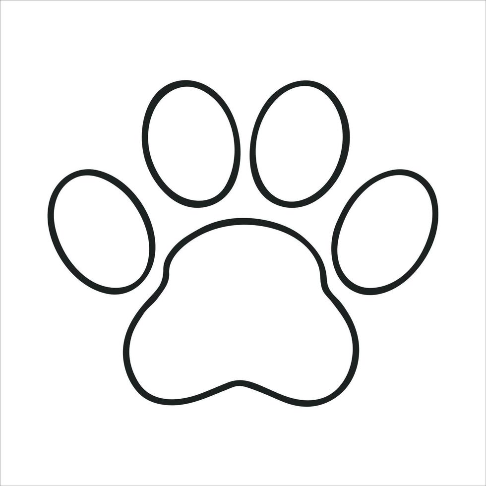 Dog paw vector print line vector logo.