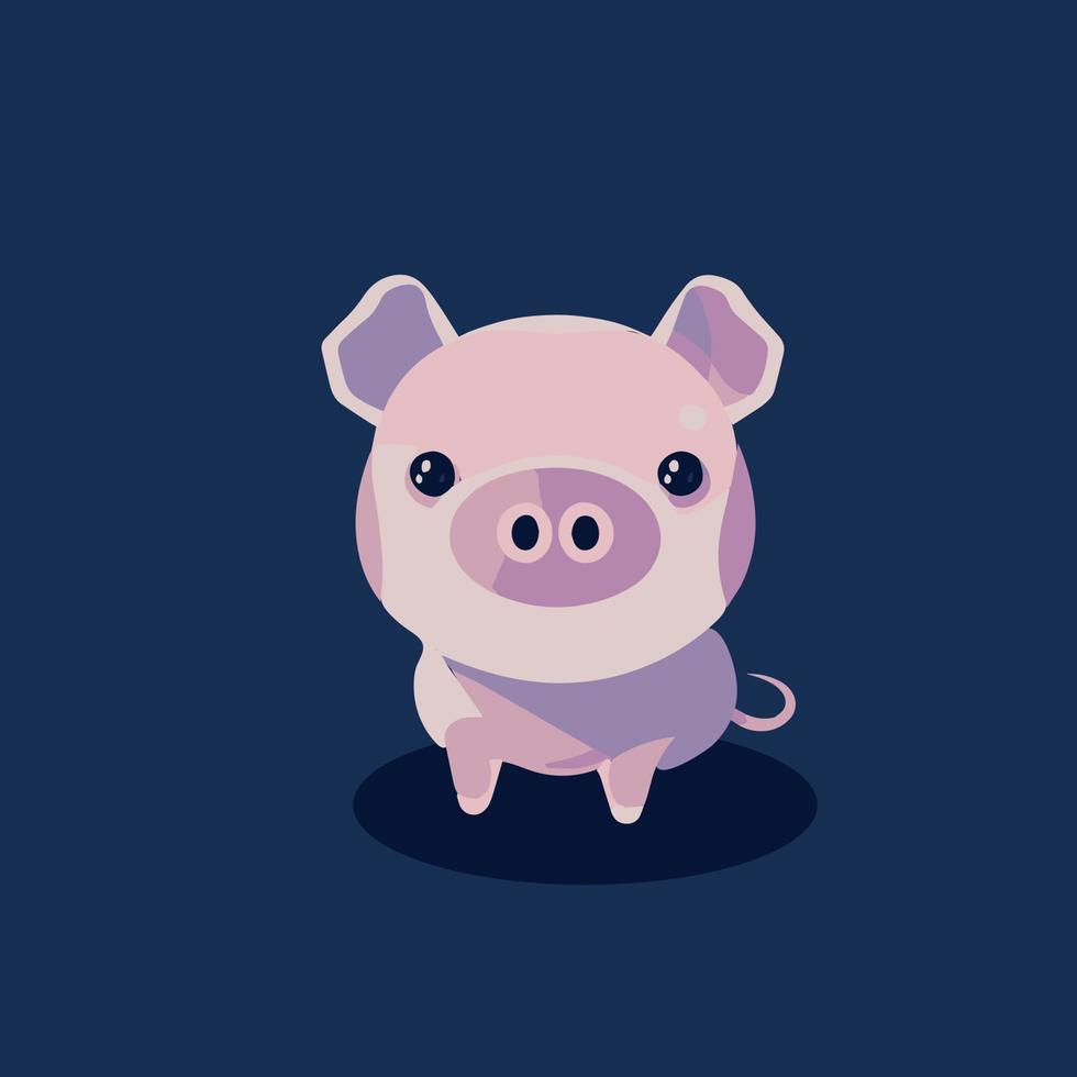 Cute baby pig vector illustration of Happy cartoon animal.