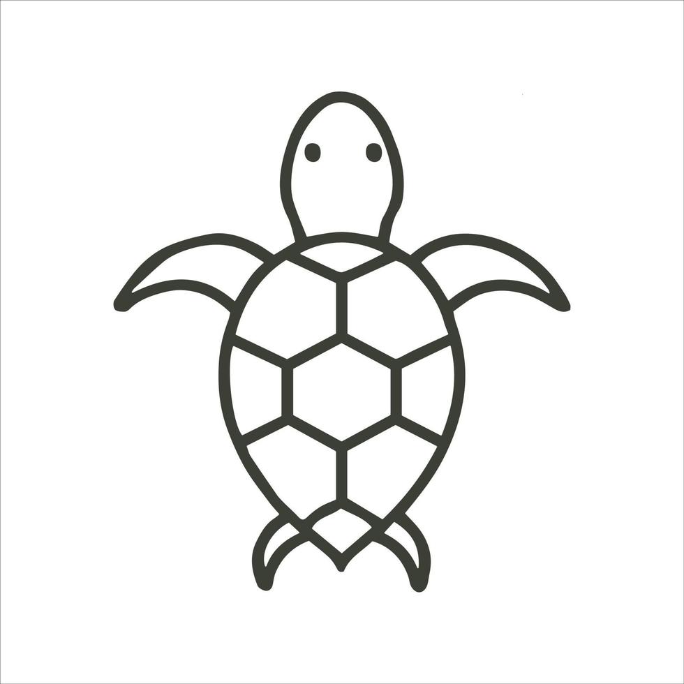 Minimal simple turtle outline vector art of tortoise.
