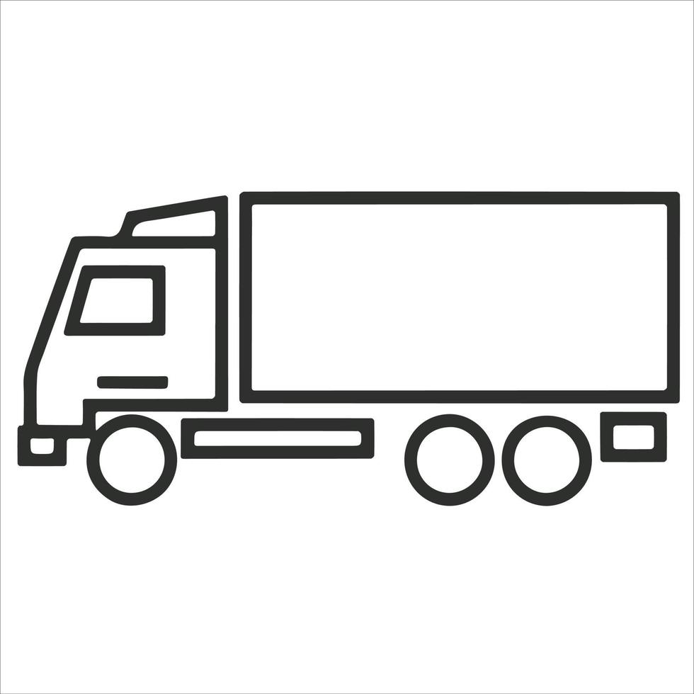 Pictogram of truck, minimal line icon transportation illustration. vector