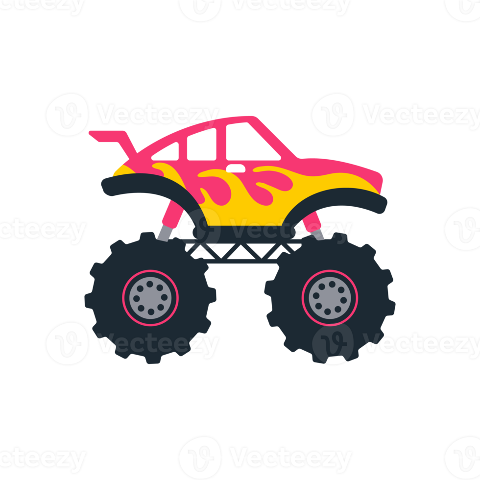 Set of monster trucks. pickup truck with big wheels Cartoon car design  ideas for boys. 14569638 PNG