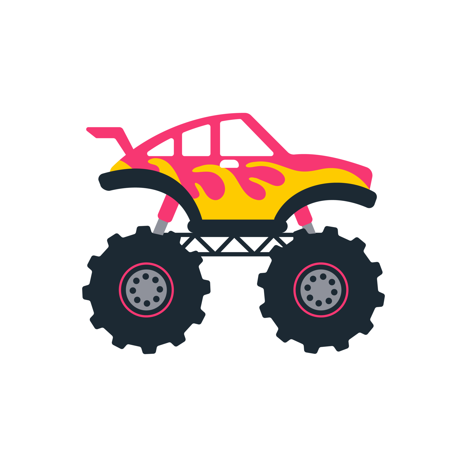Free Set of monster trucks. pickup truck with big wheels Cartoon car design  ideas for boys. 14487889 PNG with Transparent Background