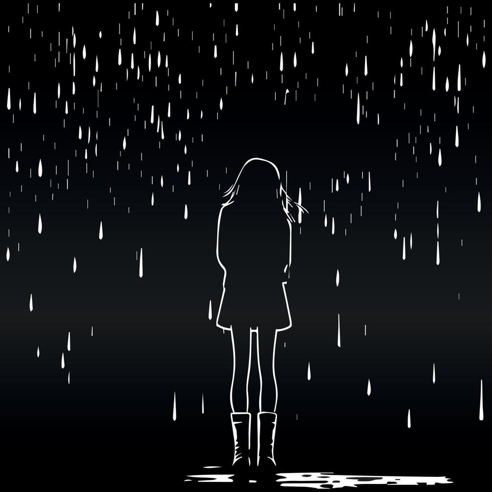 Sad depressed unhappy girl illustration. vector