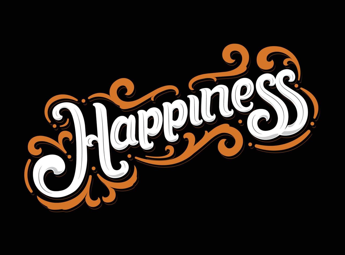 Happiness Hand Lettering for Gift Card and Background vector