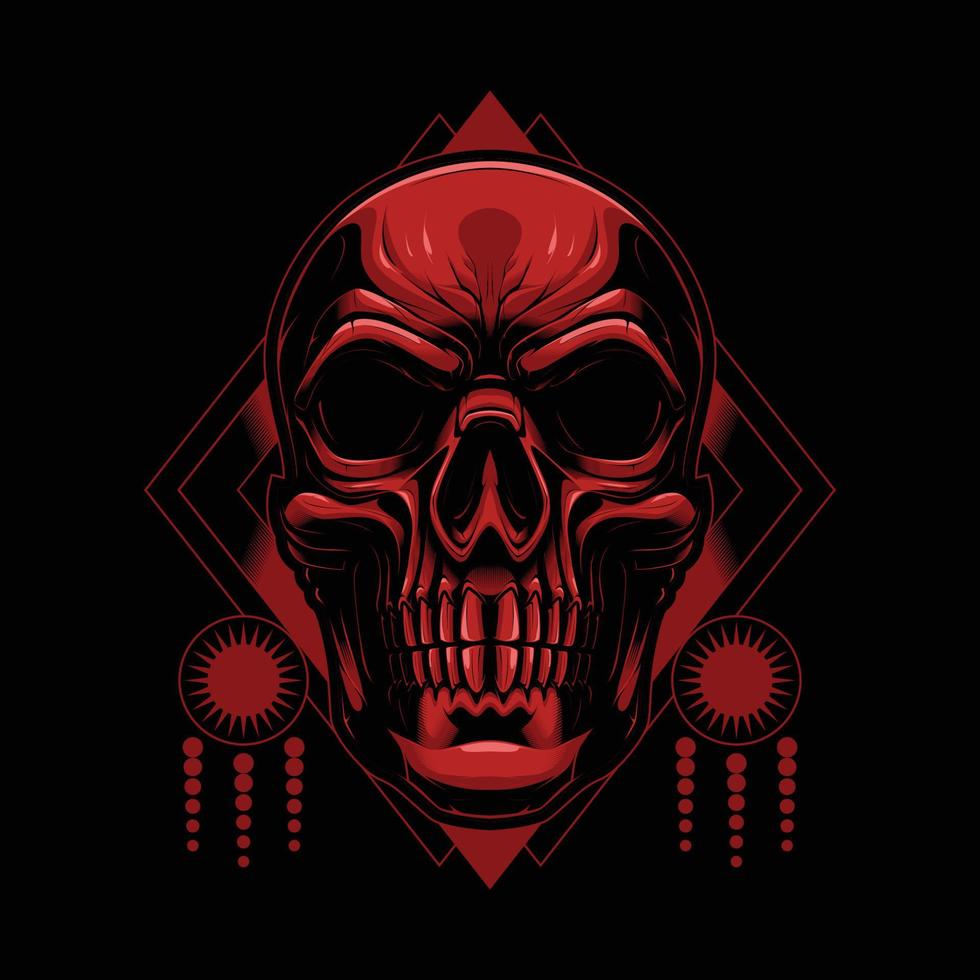 Red Skull with a Geometry Background vector