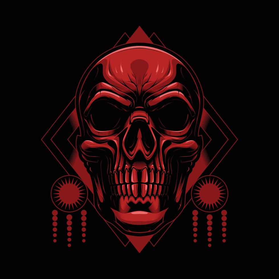 Red Skull with a Geometry Background vector