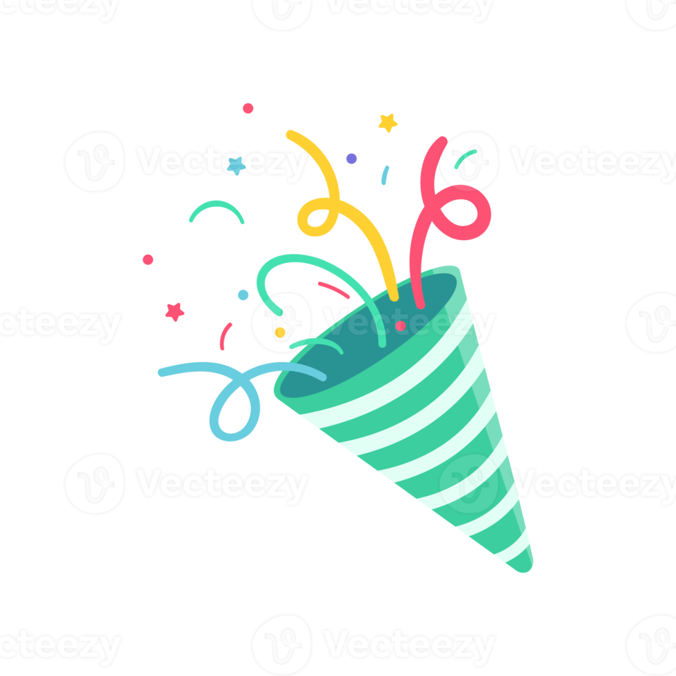 Fireworks draws a party. Confetti floating from the birthday party fireworks png