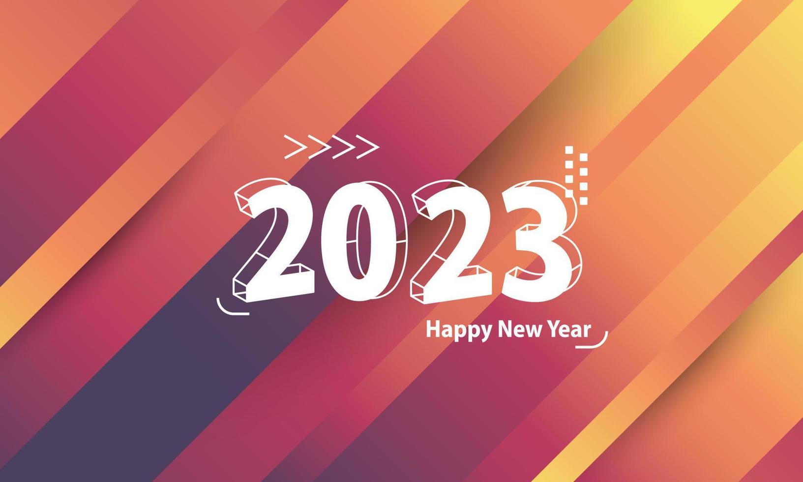 Happy new year 2023. Semi 3D number with modern gradient background vector