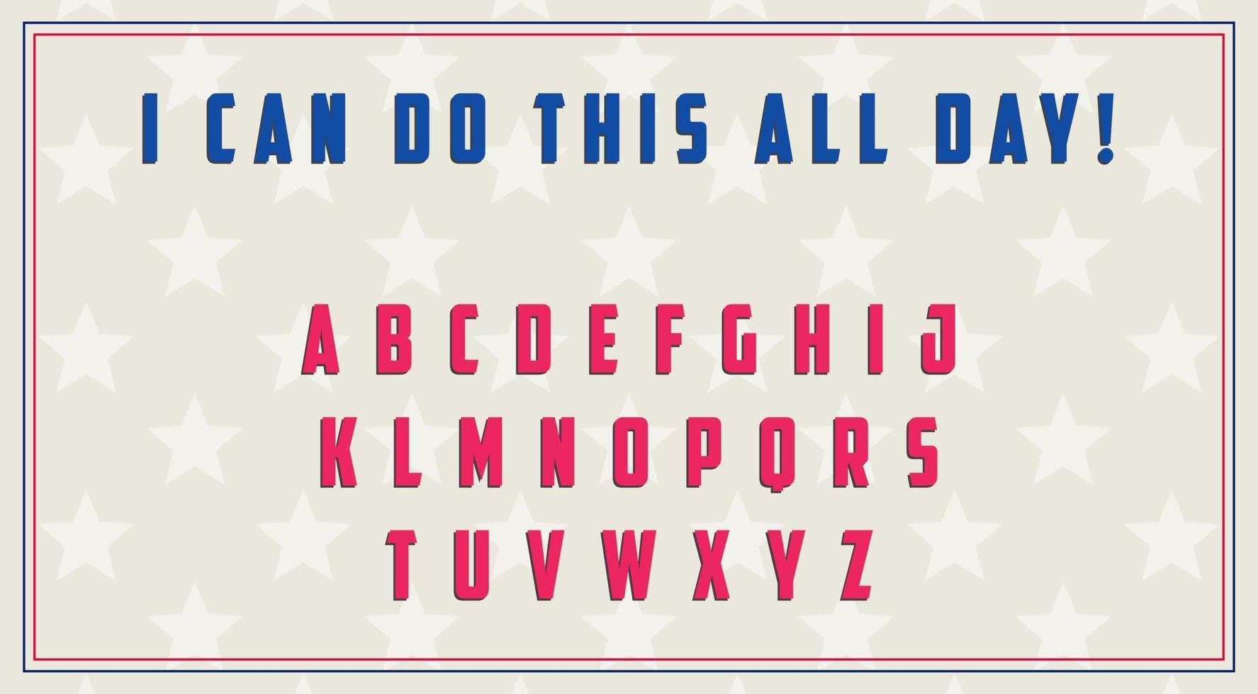 American Alphabet in 40's style. Diesel Punk USA Aesthetic. Stars pattern, Bold Letters. United States Retro typography. Steam Punk elements. vector