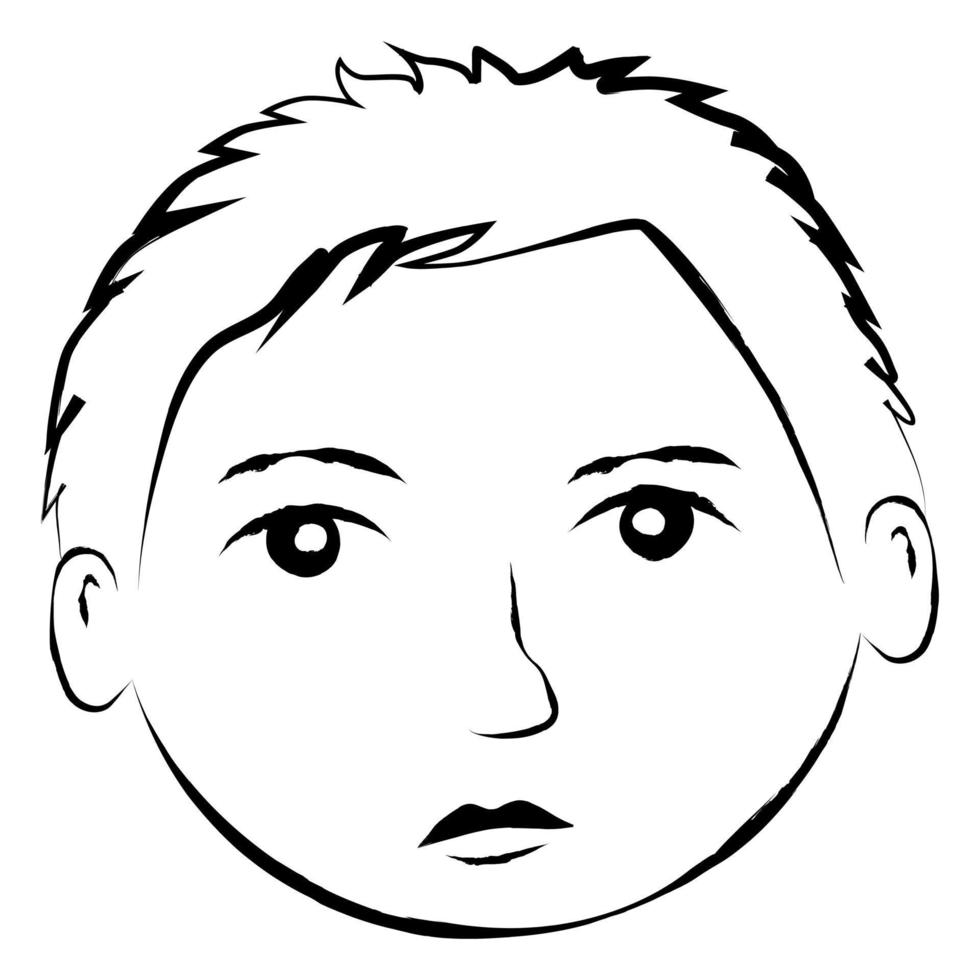 Facial doodle teen boy vector